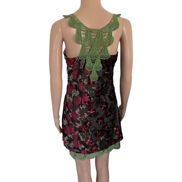 Y2K Young Essence Burnout Velvet Dress S Fairy Grunge Whimsigoth Crochet Floral - Picture 5 of 10